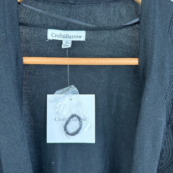 Croft & Barrow Cardigan Black Crochet size Medium New With Tags Women’s Open - Picture 2 of 9